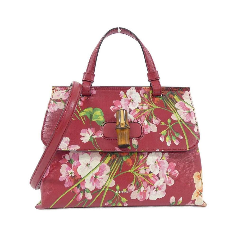 Gucci Blooms Bamboo Daily Top Handle bag red Floral Flower bamboo turnlock